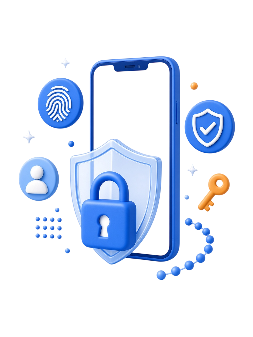 A phone protected by a privacy shield and lock
